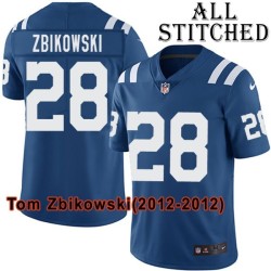 Blue Home Embroidered Tom Zbikowski Indianapolis Colts #28 Stitched Jersey