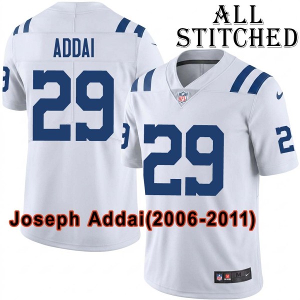 White Embroidered Joseph Addai Indianapolis Colts #29 Stitched Jersey