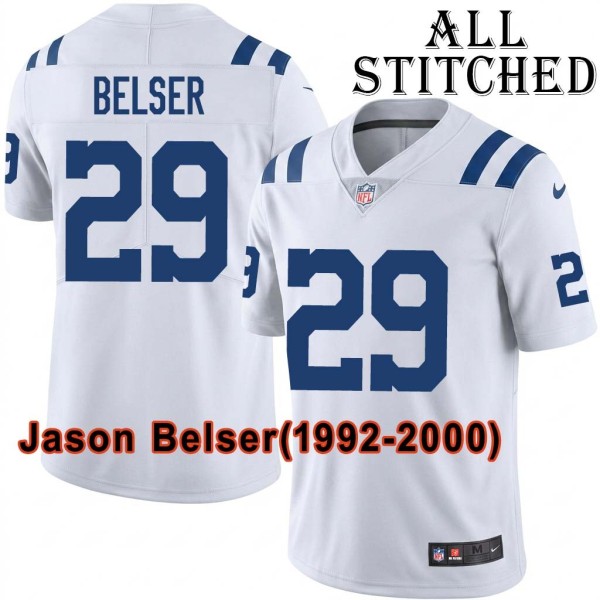 White Embroidered Jason Belser Indianapolis Colts #29 Stitched Jersey