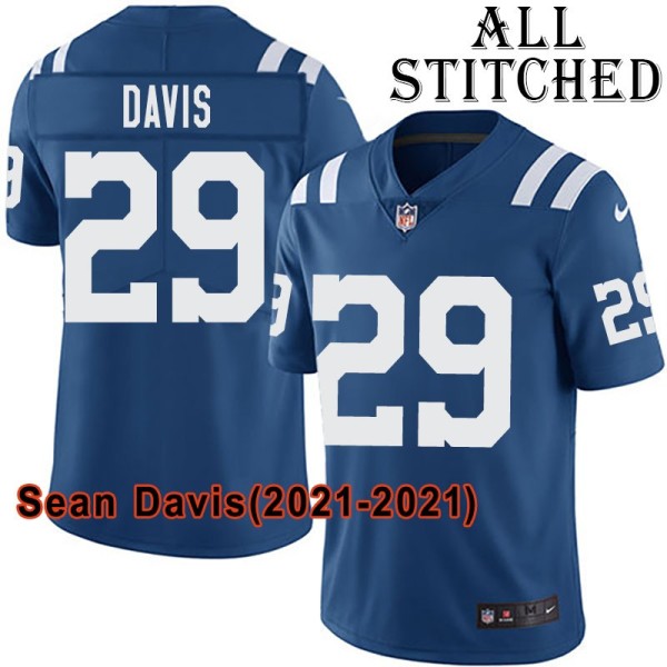 Blue Home Embroidered Sean Davis Indianapolis Colts #29 Stitched Jersey
