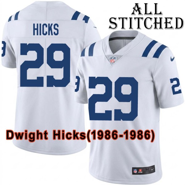 White Embroidered Dwight Hicks Indianapolis Colts #29 Stitched Jersey