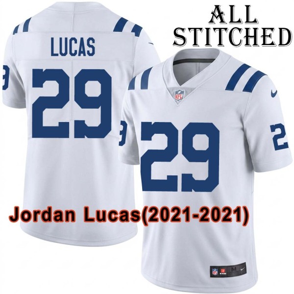 White Embroidered Jordan Lucas Indianapolis Colts #29 Stitched Jersey