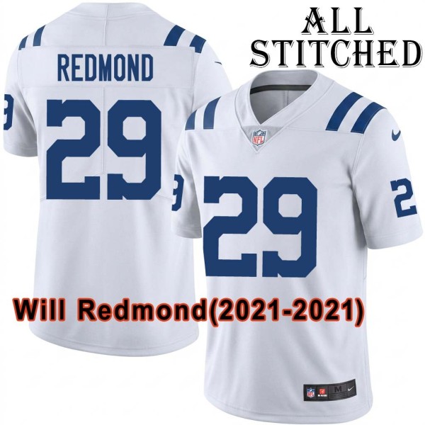 White Embroidered Will Redmond Indianapolis Colts #29 Stitched Jersey