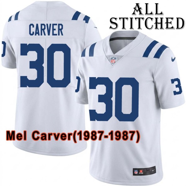 White Embroidered Mel Carver Indianapolis Colts #30 Stitched Jersey