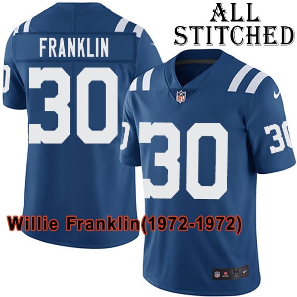 Blue Home Embroidered Willie Franklin Indianapolis Colts #30 Stitched Jersey