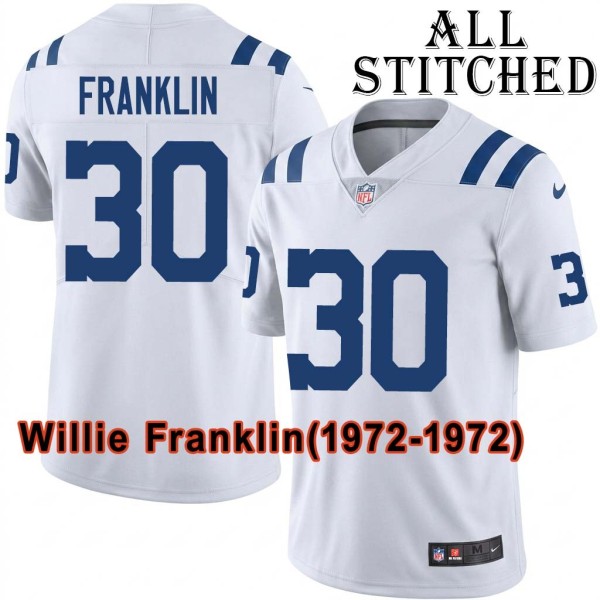 White Embroidered Willie Franklin Indianapolis Colts #30 Stitched Jersey
