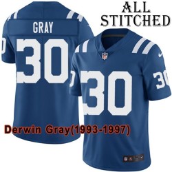 Blue Home Embroidered Derwin Gray Indianapolis Colts #30 Stitched Jersey