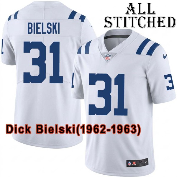 White Embroidered Dick Bielski Indianapolis Colts #31 Stitched Jersey