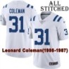 White Embroidered Leonard Coleman Indianapolis Colts #31 Stitched Jersey