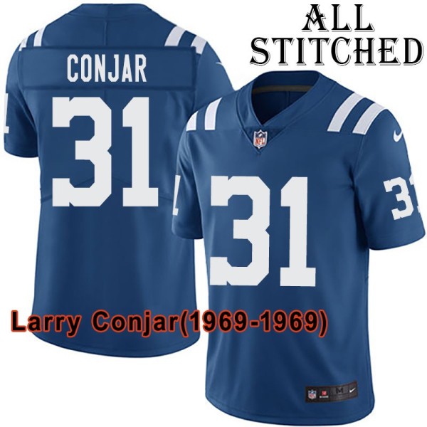 Blue Home Embroidered Larry Conjar Indianapolis Colts #31 Stitched Jersey