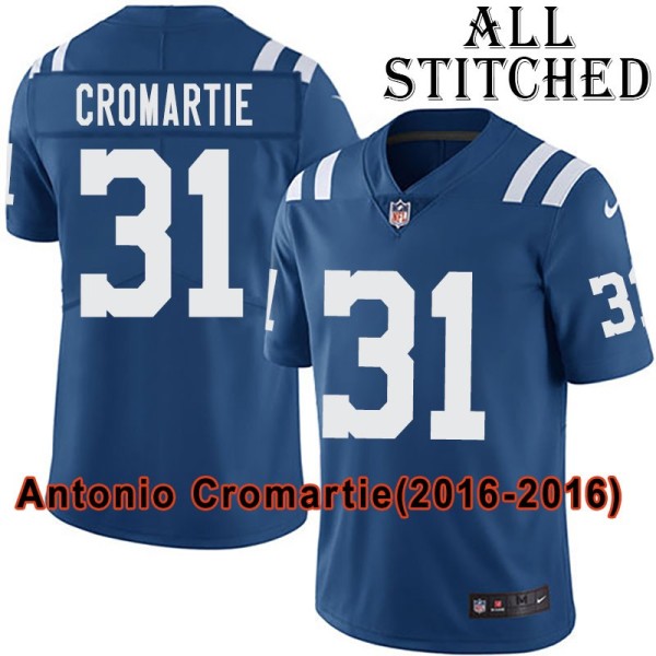 Blue Home Embroidered Antonio Cromartie Indianapolis Colts #31 Stitched Jersey