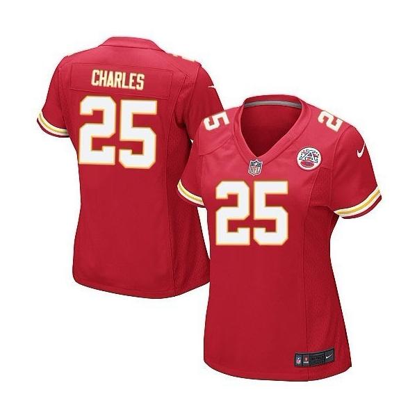 CHARLES KC #25 Womens Football Jersey - Jamaal Charles Womens Football Jersey (Red)_Free Shipping