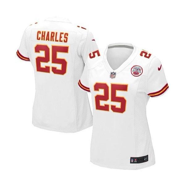 CHARLES KC #25 Womens Football Jersey - Jamaal Charles Womens Football Jersey (White)_Free Shipping