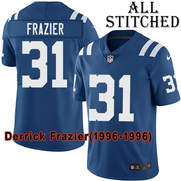 Blue Home Embroidered Derrick Frazier Indianapolis Colts #31 Stitched Jersey