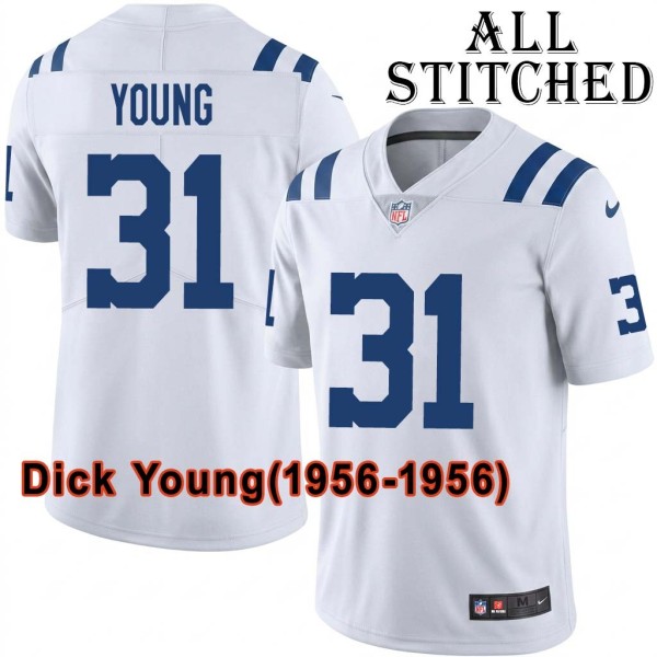 White Embroidered Dick Young Indianapolis Colts #31 Stitched Jersey