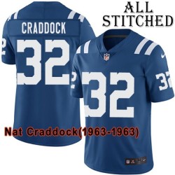 Blue Home Embroidered Nat Craddock Indianapolis Colts #32 Stitched Jersey