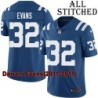 Blue Home Embroidered Darren Evans Indianapolis Colts #32 Stitched Jersey