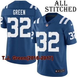 Blue Home Embroidered T.J. Green Indianapolis Colts #32 Stitched Jersey