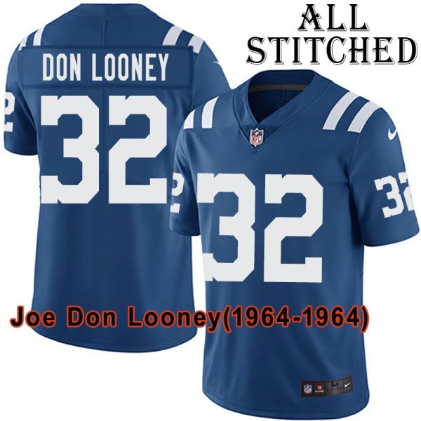 Blue Home Embroidered Joe Don Looney Indianapolis Colts #32 Stitched Jersey