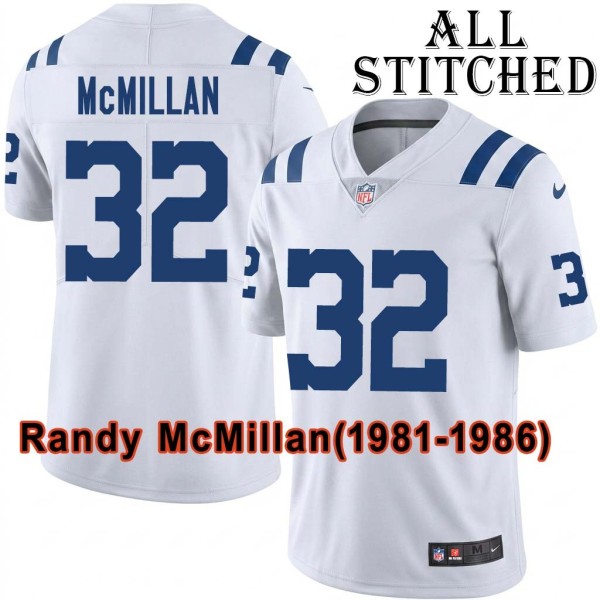 White Embroidered Randy McMillan Indianapolis Colts #32 Stitched Jersey