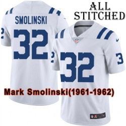 White Embroidered Mark Smolinski Indianapolis Colts #32 Stitched Jersey