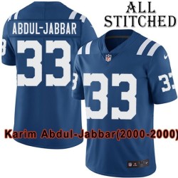 Blue Home Embroidered Karim Abdul-Jabbar Indianapolis Colts #33 Stitched Jersey
