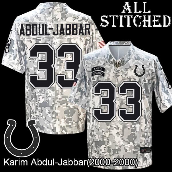 Camo Embroidered Karim Abdul-Jabbar Indianapolis Colts #33 Stitched Jersey