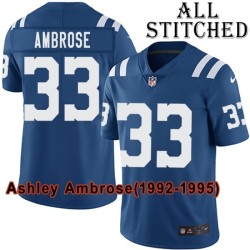 Blue Home Embroidered Ashley Ambrose Indianapolis Colts #33 Stitched Jersey