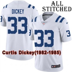White Embroidered Curtis Dickey Indianapolis Colts #33 Stitched Jersey