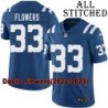 Blue Home Embroidered Dallis Flowers Indianapolis Colts #33 Stitched Jersey