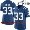 Blue Home Embroidered Eddie Hinton Indianapolis Colts #33 Stitched Jersey