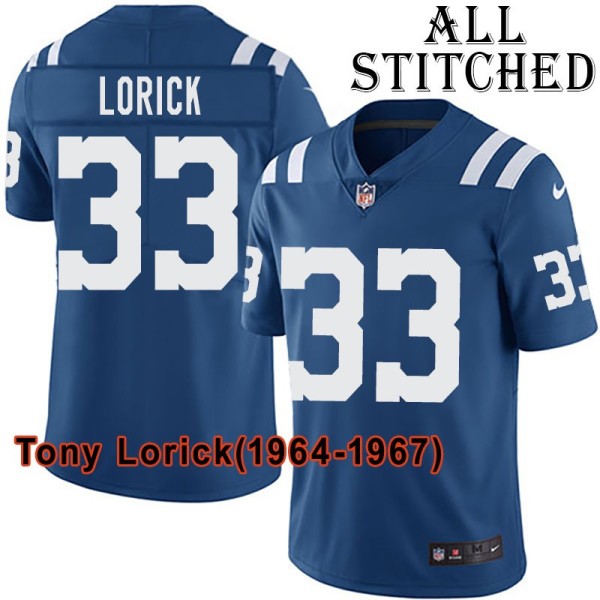 Blue Home Embroidered Tony Lorick Indianapolis Colts #33 Stitched Jersey
