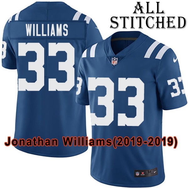 Blue Home Embroidered Jonathan Williams Indianapolis Colts #33 Stitched Jersey