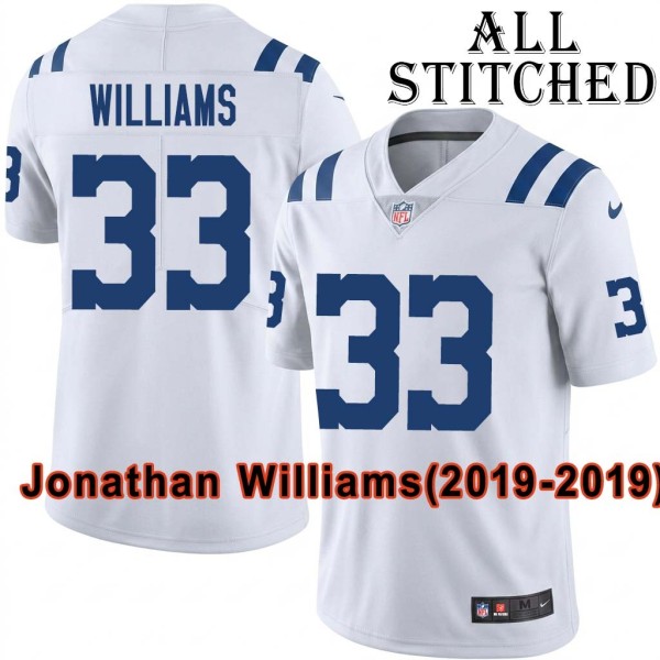 White Embroidered Jonathan Williams Indianapolis Colts #33 Stitched Jersey