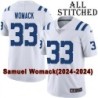 White Embroidered Samuel Womack Indianapolis Colts #33 Stitched Jersey