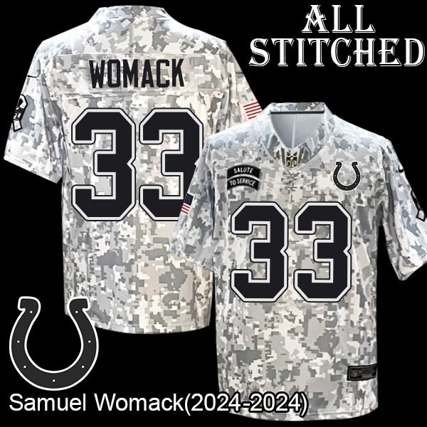 Camo Embroidered Samuel Womack Indianapolis Colts #33 Stitched Jersey