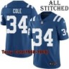 Blue Home Embroidered Terry Cole Indianapolis Colts #34 Stitched Jersey