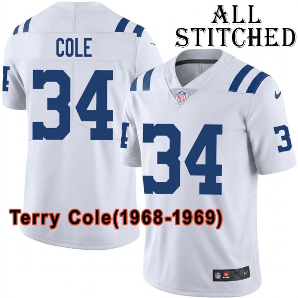 White Embroidered Terry Cole Indianapolis Colts #34 Stitched Jersey