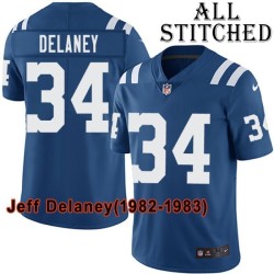 Blue Home Embroidered Jeff Delaney Indianapolis Colts #34 Stitched Jersey