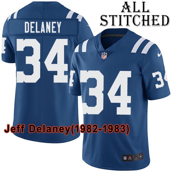 Blue Home Embroidered Jeff Delaney Indianapolis Colts #34 Stitched Jersey