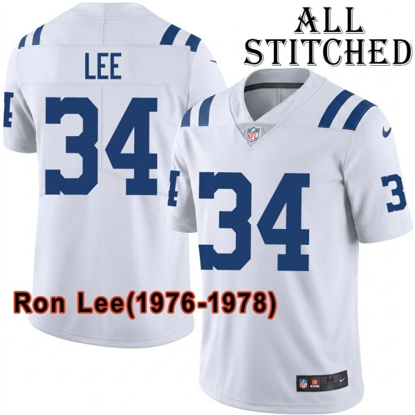 White Embroidered Ron Lee Indianapolis Colts #34 Stitched Jersey