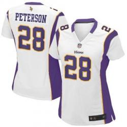PETERSON Minnesota #28 Womens Football Jersey - Adrian Peterson Womens Football Jersey (White)_Free Shipping