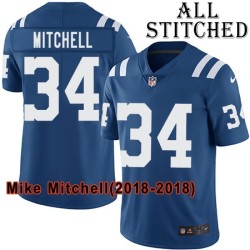 Blue Home Embroidered Mike Mitchell Indianapolis Colts #34 Stitched Jersey
