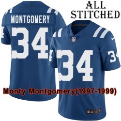 Blue Home Embroidered Monty Montgomery Indianapolis Colts #34 Stitched Jersey