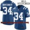 Blue Home Embroidered Monty Montgomery Indianapolis Colts #34 Stitched Jersey