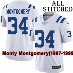 White Embroidered Monty Montgomery Indianapolis Colts #34 Stitched Jersey