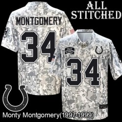 Camo Embroidered Monty Montgomery Indianapolis Colts #34 Stitched Jersey
