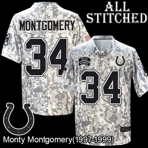 Camo Embroidered Monty Montgomery Indianapolis Colts #34 Stitched Jersey
