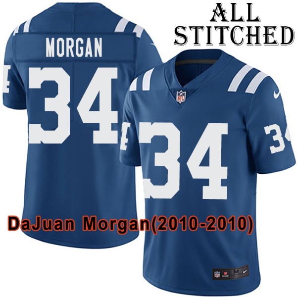 Blue Home Embroidered DaJuan Morgan Indianapolis Colts #34 Stitched Jersey