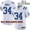 White Embroidered Ben Nikkel Indianapolis Colts #34 Stitched Jersey